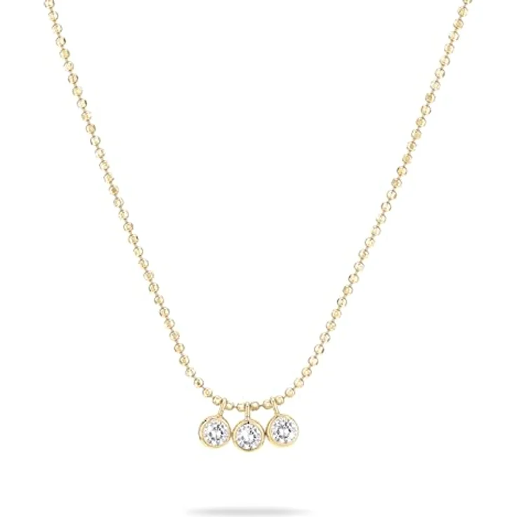 Tamaris Halskette TJ-0604-N-45, 925er Silber IP Gold mit drei runden Steinen, 45 cm – Bild 1