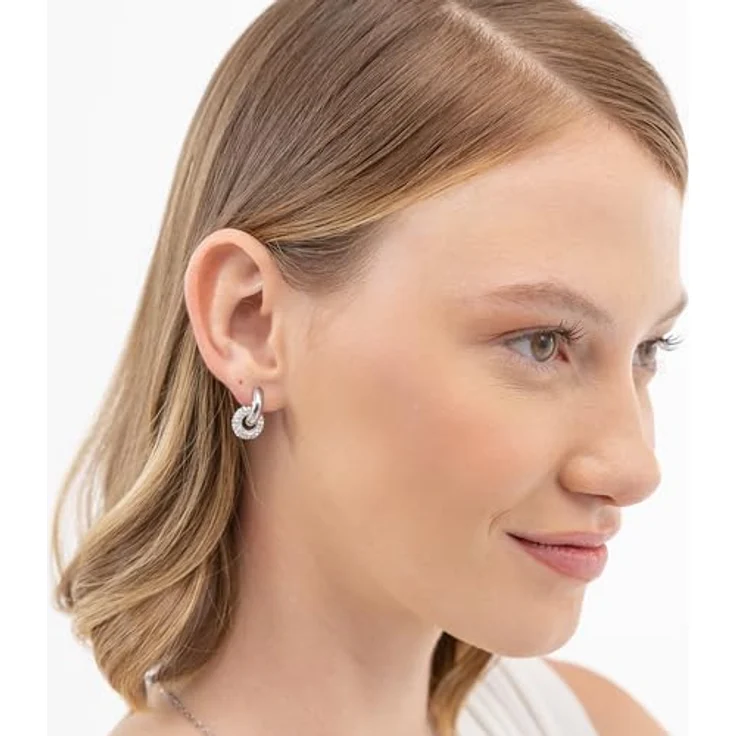 BOSS Damen-Ohrringe mit verschnörkeltem Design, polierter Edelstahl mit Kristallpavé, 14 mm Länge – Bild 3