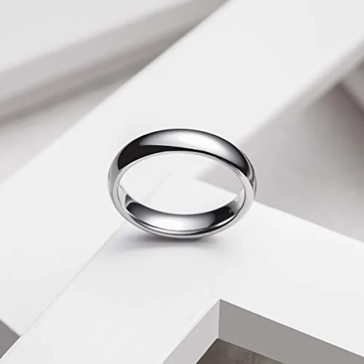 King Will Herrenring, 6 mm breiter Wolframcarbid-Ring mit hochglanzpolierter Oberfläche, silber – Bild 2