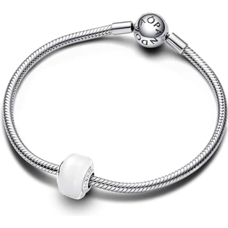 PANDORA Moments Weißes Murano-Glas Mini-Charm aus Sterling Silber, quadratisch, kompatibel mit Moments Armbändern, 793118C00 – Bild 3