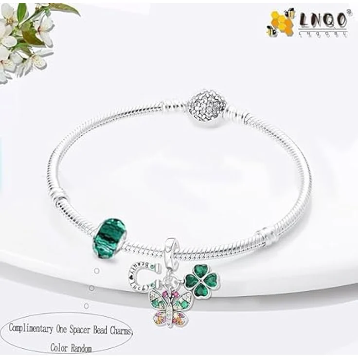 LNQOBU 925 Silber Charms Anhänger für Pandora Armbänder und Halsketten, inklusive Spacer Beads, Lochgröße 4,5-5 mm – Bild 2