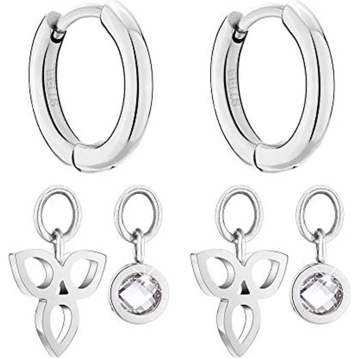Tamaris Damen Ohrring TJ-0016-E-15, Mini Creolen in Silber aus Edelstahl mit Blütenanhänger und Zirkoniastein, 1,9 cm – Bild 3