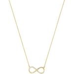 Amor Damen Halsschmuck Kette mit Anhänger, 375 Gelbgold, Infinity Design mit synthetischen Zirkonia, Längenverstellbar 42+3 cm, in Schmuck Geschenk Box, 2014306