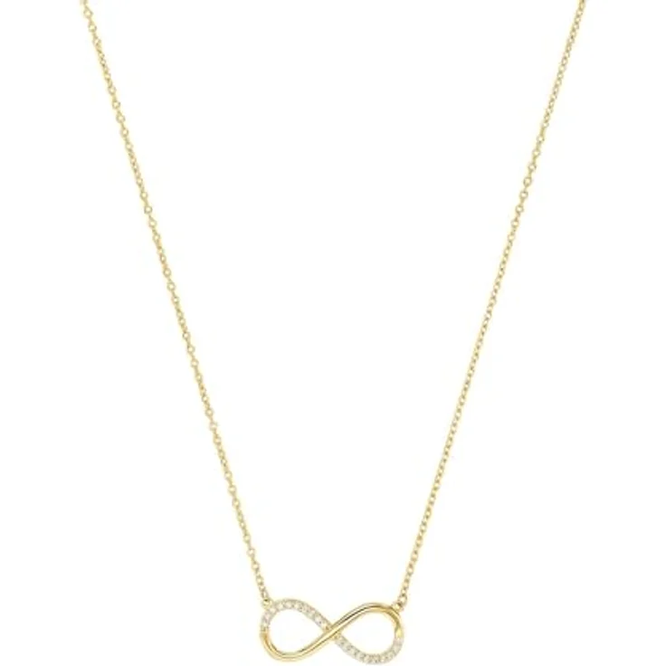 Amor Damen Halsschmuck Kette mit Anhänger, 375 Gelbgold, Infinity Design mit synthetischen Zirkonia, Längenverstellbar 42+3 cm, in Schmuck Geschenk Box, 2014306 – Bild 1