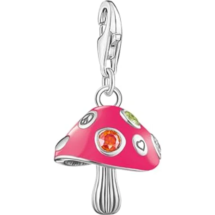 Thomas Sabo Charm Club Original Charm-Anhänger bunter Pilz aus recyceltem 925 Silber mit Karabinerverschluss, geschw. Kaltemail 2211-845-7