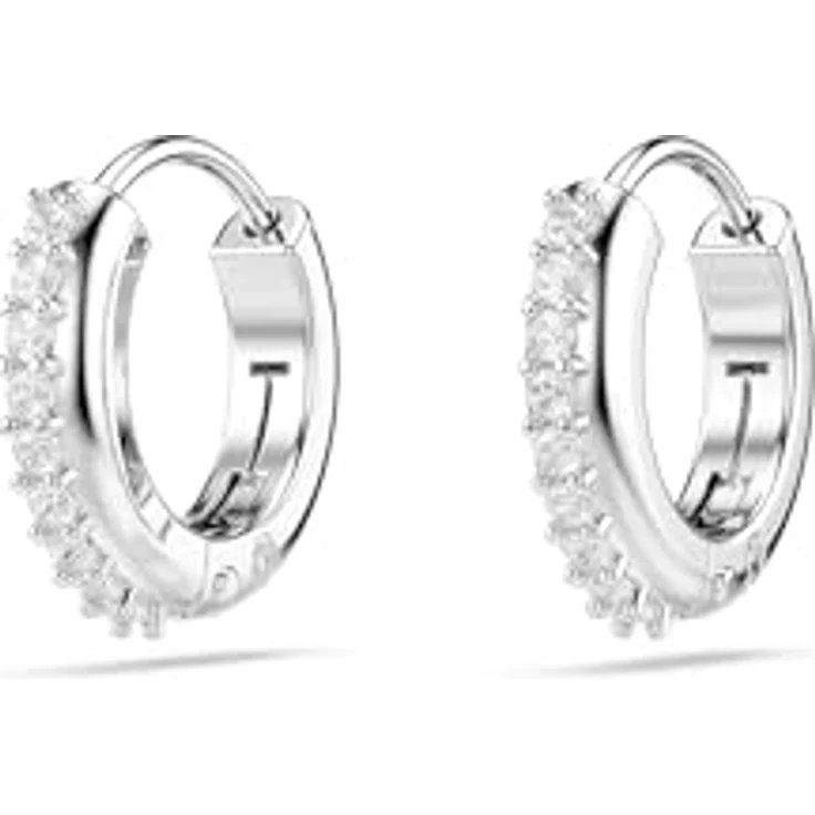 Swarovski Creolen Matrix 5690670, Metall-Creolen mit Swarovski-Kristall in strahlendem Weiß, 1 cm Länge – Bild 3