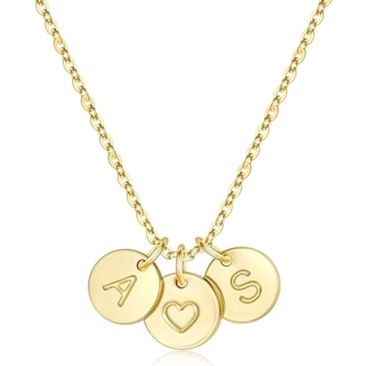 TINGN Gold Herz Kette mit Buchstaben S A, 14-karätige Halskette für Frauen und Mädchen, personalisierte Geschenke mit 18"+2.5" Verlängerung – Bild 1