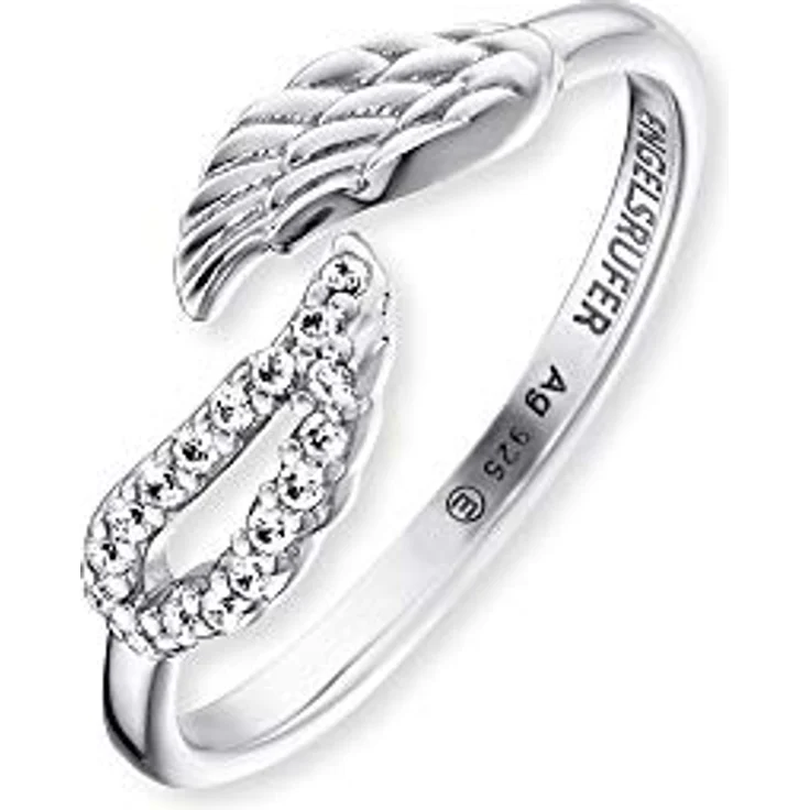 Engelsrufer Damen-Ring ERR-TWINWING-ZI, 925 Sterling Silber mit Engelsflügeln und Zirkonia, größenverstellbar, rhodiniert, nickelfrei – Bild 1