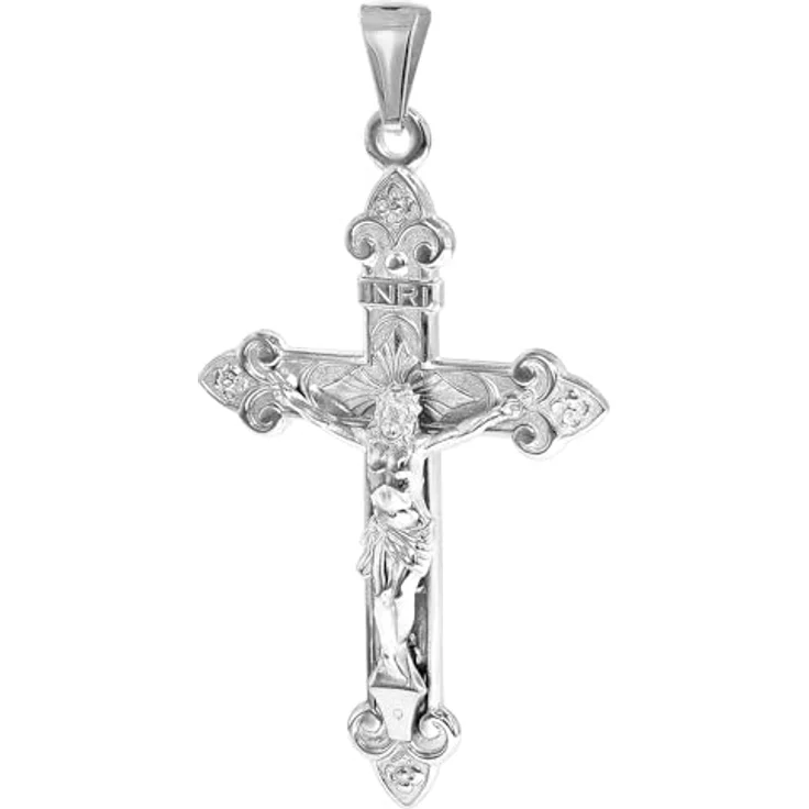 Trendor Kreuz-Anhänger für Herren, 925 Silber rhodiniert, 40 mm, zeitlose Geschenkidee – Bild 1