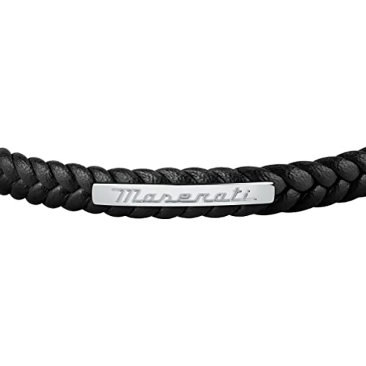 Maserati Jewels Herren Armband aus Stahl, recyceltes Leder, IP Schwarz, 225 cm mit Clip-Verschluss, Originalverpackung – Bild 2