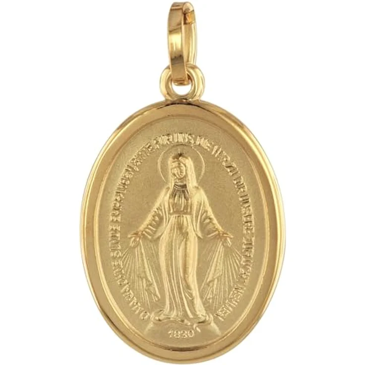 trendor Milagrosa Anhänger Gold 750 (18 Karat) 25 x 14 mm, Madonna Medaille aus Echtgold für Damen und Herren, beidseitige Prägung – Bild 1