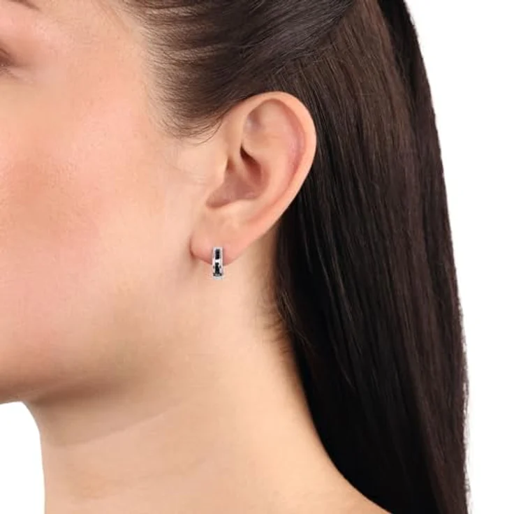 Amor Creolen Damen, 925 Sterling Silber mit 10 Zirkonia, Grün, mit Geschenk Box – Bild 2