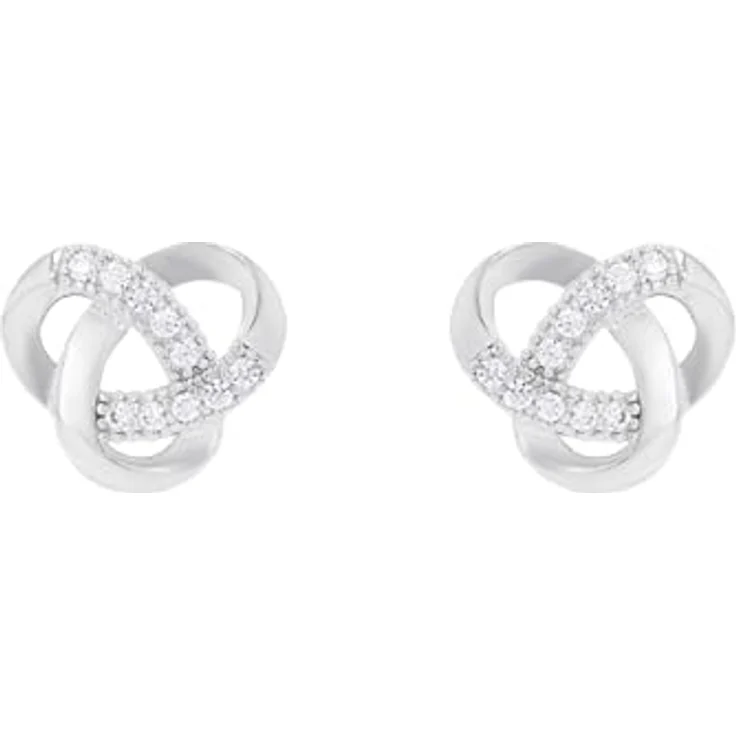 Amor Ohrstecker 925 Sterling Silber Damen Ohrschmuck mit 20 Zirkonia, 1 cm, weiß, in Schmuck Geschenk Box – Bild 4