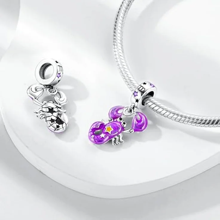Pandach Damen Charm Anhänger Sternzeichen, 925 Sterling Silber mit Zirkonia, 12 Sternbilder Charms Beads, kompatibel mit Pandora Armband und Halskette – Bild 2
