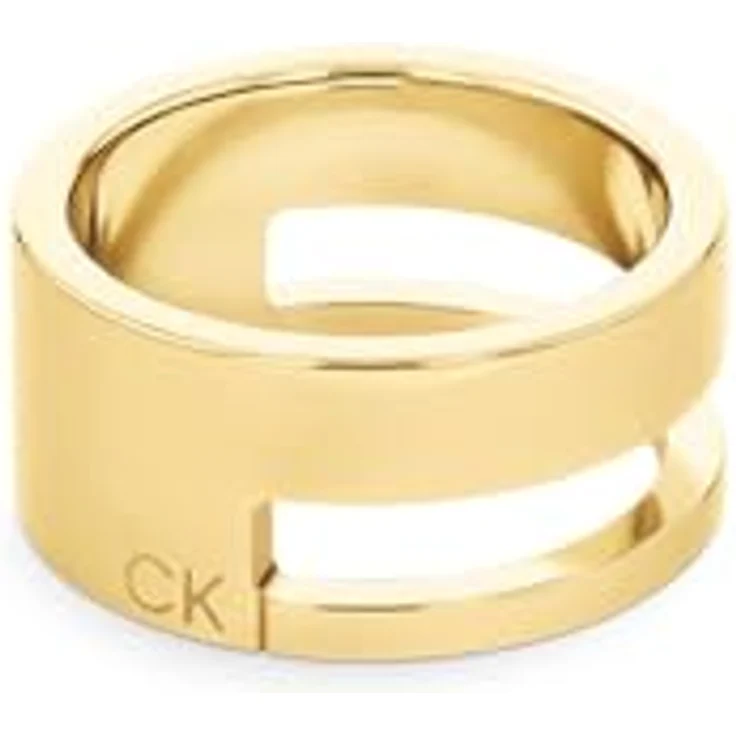 Calvin Klein Geometric Essentials Damenring, Edelstahl mit Gelbgold-Ionenplattierung, Größe 54, 10mm hoch – Bild 1