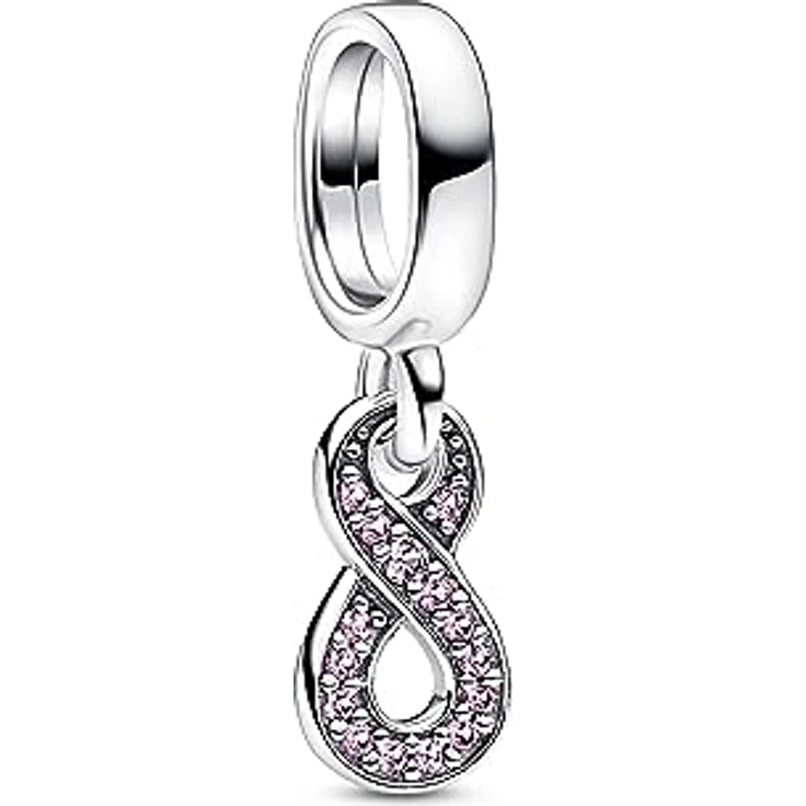 PANDORA Moments Funkelnder Unendlichkeits-Charm-Anhänger, Sterling Silber mit rosafarbenem Kristall, kompatibel mit Moments Armbändern, 792766C01 – Bild 1