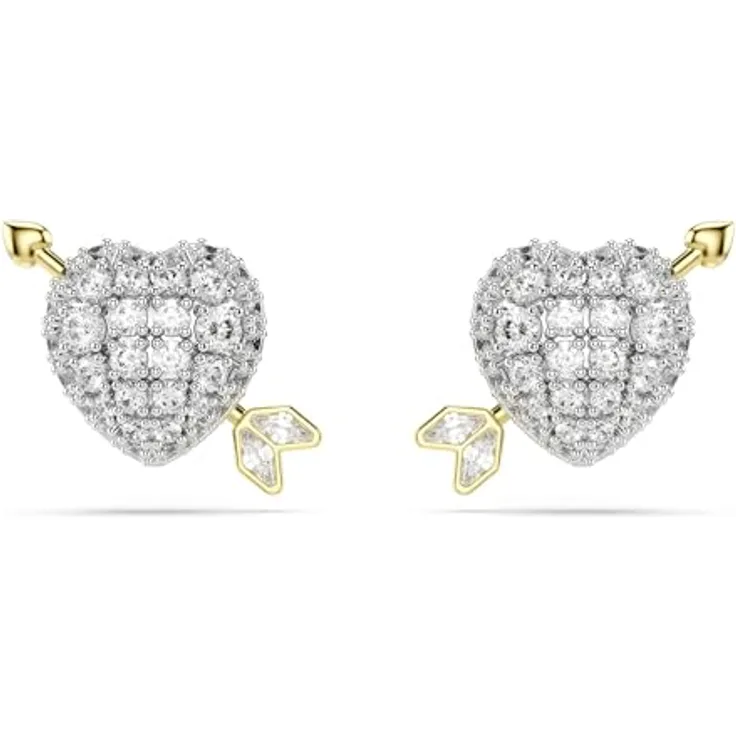 Swarovski Idyllia Ohrstecker, Herz mit Pfeil, Weiß, Metallmix, verschiedene Schliffe