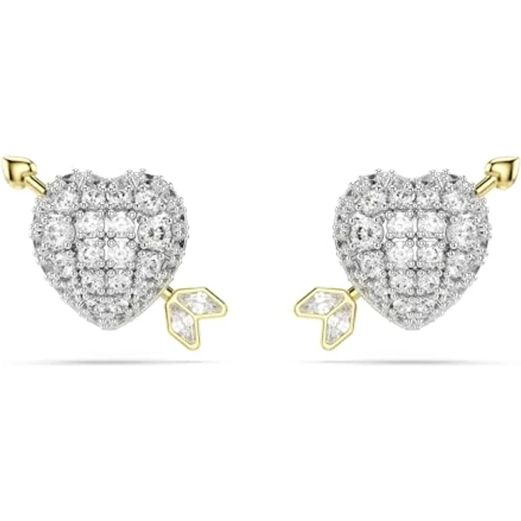 Swarovski Idyllia Ohrstecker, Herz mit Pfeil, Weiß, Metallmix, verschiedene Schliffe – Bild 1