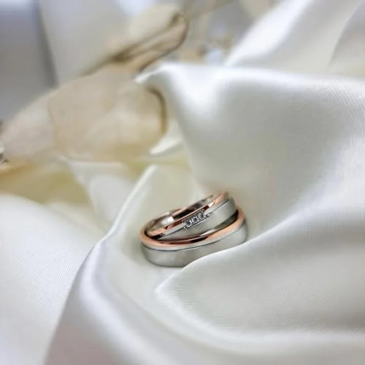DOOSTI Paar Ringe Bicolor Silber Rosegold, Edelstahl Ehering Trauring Freundschaftsring mit/ohne Zirkonia für Damen und Herren (Herrenring, 70) – Bild 2