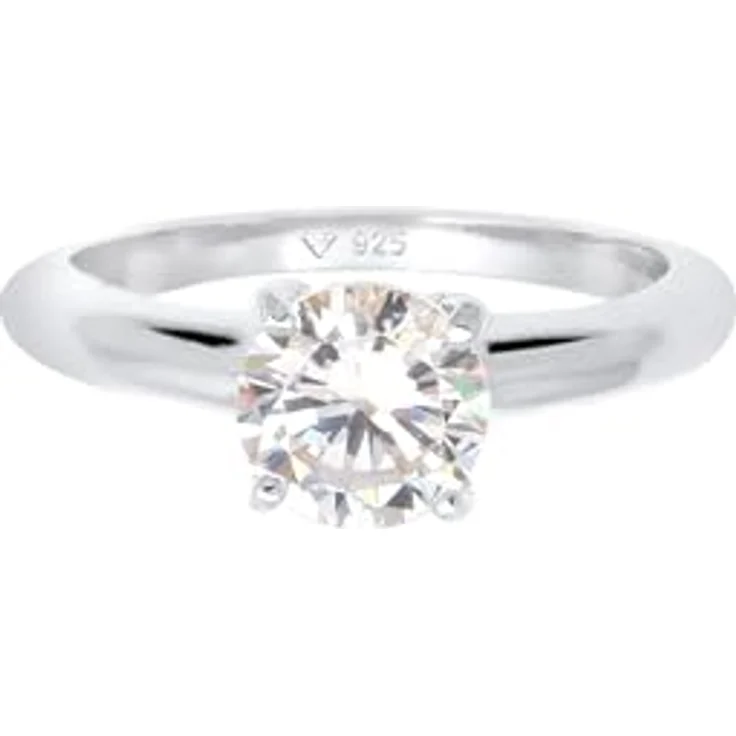 Elli Damen Ring Solitär mit Zirkonia Kristall, 925 Sterling Silber, handgefertigt, anlaufgeschützt – Bild 2