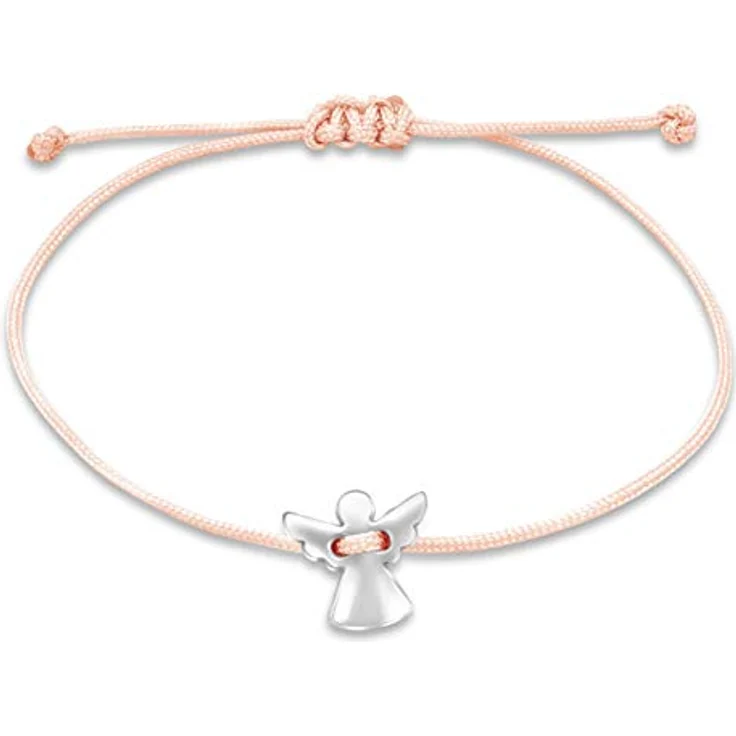 Nuoli® Schutzengel Armband Damen, verstellbar bis 20cm, rosa Stoff mit Metall Anhänger, ideal als Geschenk für Frauen und Mädchen – Bild 1