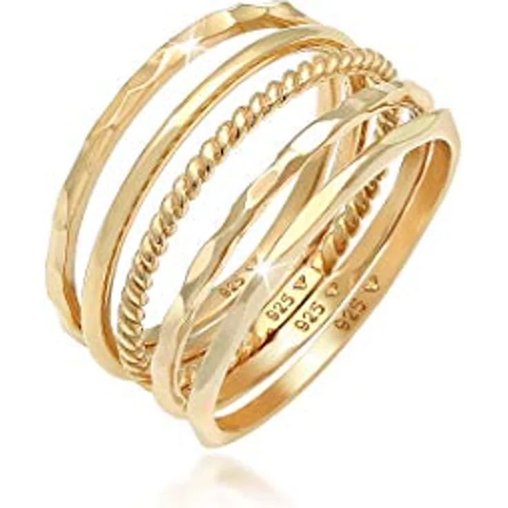 Elli Ring Damen Set Stacking Minimal Trend Blogger Basic, 925 Sterling Silber, anlaufgeschützt, handgefertigt