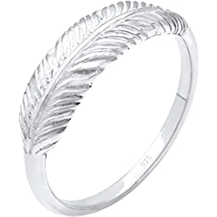 Elli Damen Ring 925 Sterling Silber, Federring im Boho Look, Gr. 58, handgefertigt, anlaufgeschützt – Bild 1
