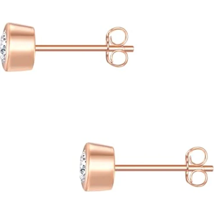 Rafaela Donata Damen Ohrstecker, 925/- Sterling Silber rosevergoldet mit Zirkonia, 5 mm Durchmesser, glamouröser Schmuck in Roségold mit Stein – Bild 2
