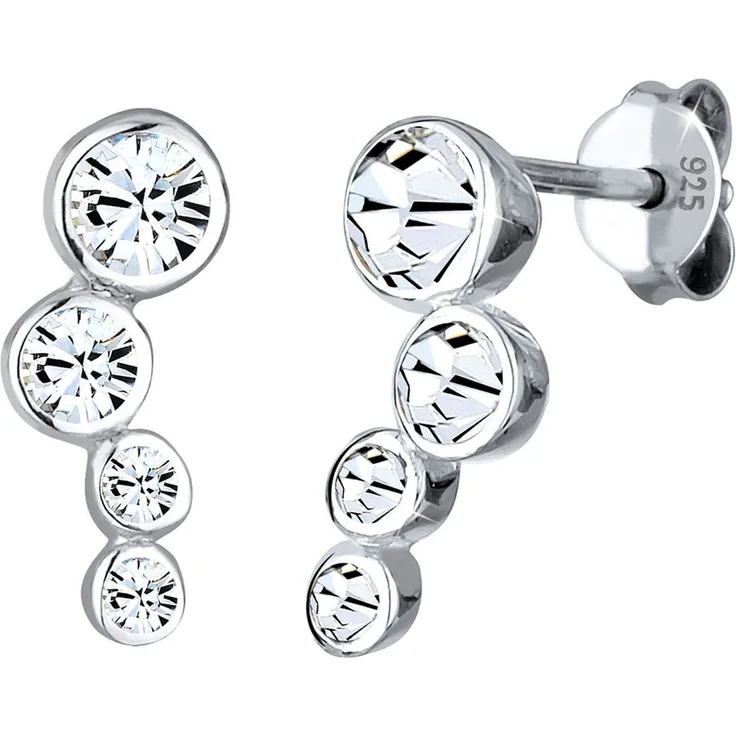 Elli Ohrstecker aus 925er Silber mit Glasstein, dezentes Schmuck Geschenk, Silber