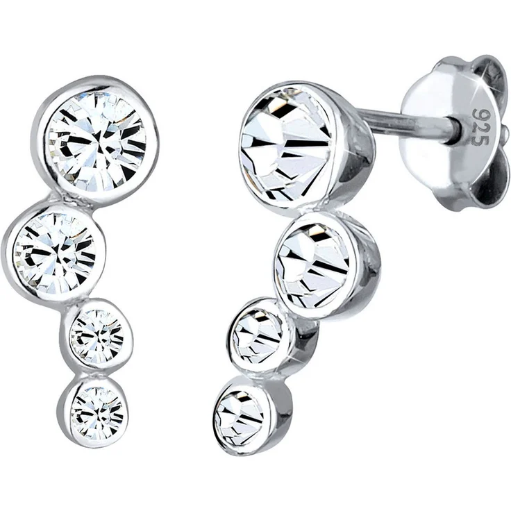 Elli Ohrstecker aus 925er Silber mit Glasstein, dezentes Schmuck Geschenk, Silber