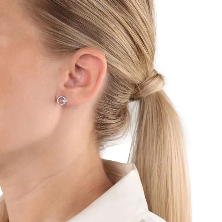 Amor Paar Ohrstecker aus 925 Sterling Silber mit Zirkonia (synth), rhodiniert, weiß – Bild 4