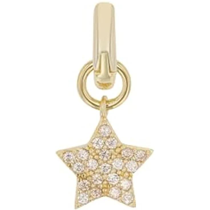 Amor Charm "Stern", 925 Sterling Silber, 1,8 cm, mit Zirkonia, apricot, in Geschenkbox