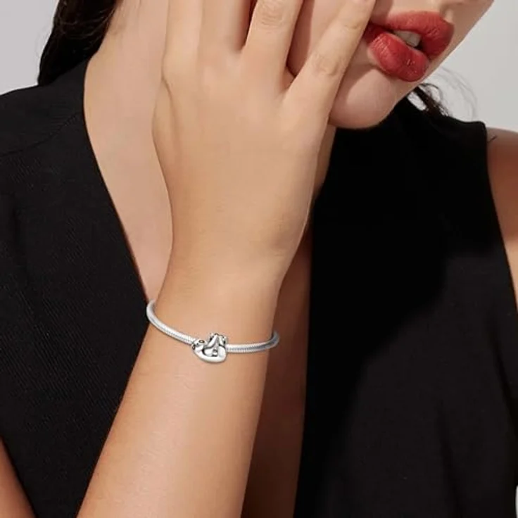 J.Fée Hängefaultier Charms Anhänger für Damen, 925 Sterling Silber, eleganter Kettenanhänger mit Perlen, stilvoller Schmuck für Frauen, 1 Stück – Bild 2
