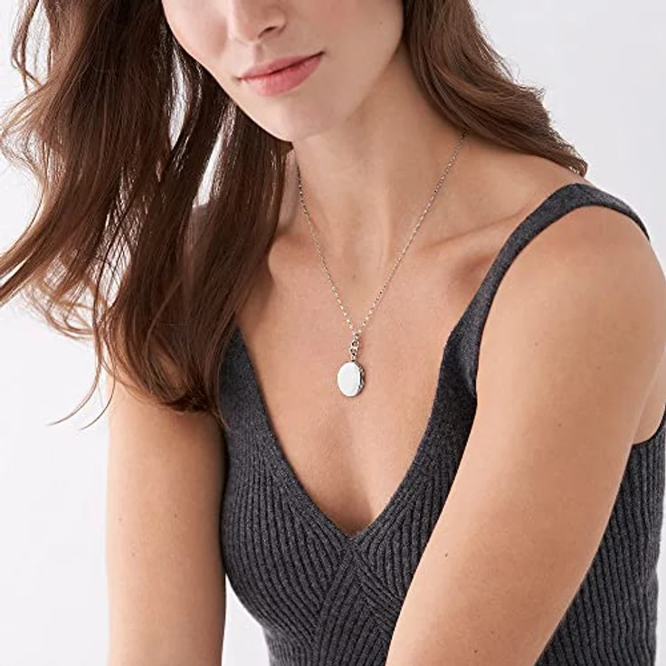 FOSSIL Locket Collection, Damen-Halskette aus Edelstahl, 400mm + 50mm, silberfarben, poliert mit Karabinerverschluss – Bild 2