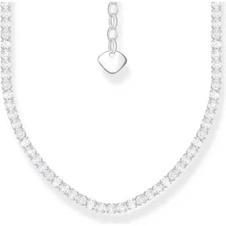 THOMAS SABO Damen-Halskette 925er Silber mit Zirkonia, 42 cm, Weiß, Modell 32029634