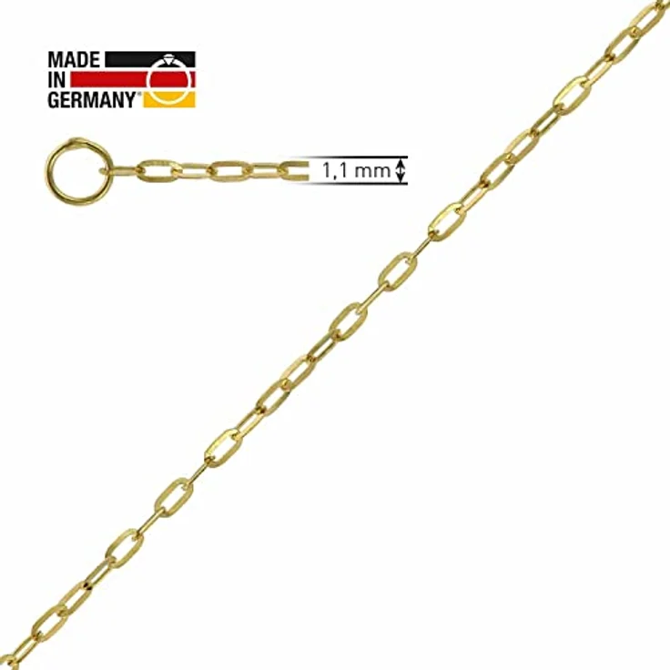 trendor Damen-Halskette 585 Gold / 14 Karat Flachanker, 1,1 mm breit, 38 cm, eleganter Echtgold Halsschmuck mit Federring-Verschluss, Geschenkidee für besondere Anlässe – Bild 5