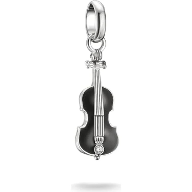 THOMAS SABO Wednesday Cello-Optik Charm - Connect, Charm-Einhänger aus recyceltem Silber 925 mit schwarzer Emaille und Zirkonia (synth) – Bild 1