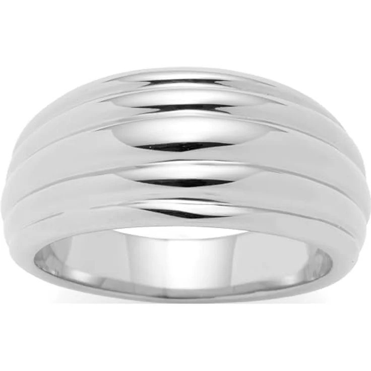 JEWELS BY LEONARDO Ring Elisabeth, Band-Ring aus silberfarbenem Edelstahl, Gr. 19 (60), verjüngende Form, umlaufende Linien, allergikerfreundlich, Geschenk für Frauen – Bild 1