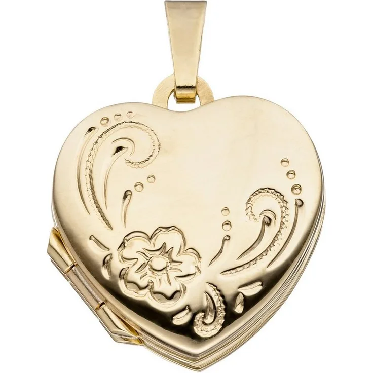JOBO Medallionanhänger Herz, 333 Gelbgold für 4 Fotos, 19,2 mm Höhe, 3,0 g