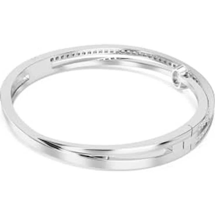 Swarovski Hyperbola Armreif, Rhodiniertes Armband mit Strahlenden Kristallen in Kanal- und Krallenfassungen, Weiß – Bild 4