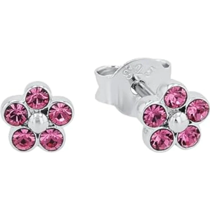 Amor Paar Ohrstecker Flower Power, 2-tlg. mit Kristallglas und 925 Sterling Silber, ca. 5 mm – Bild 1
