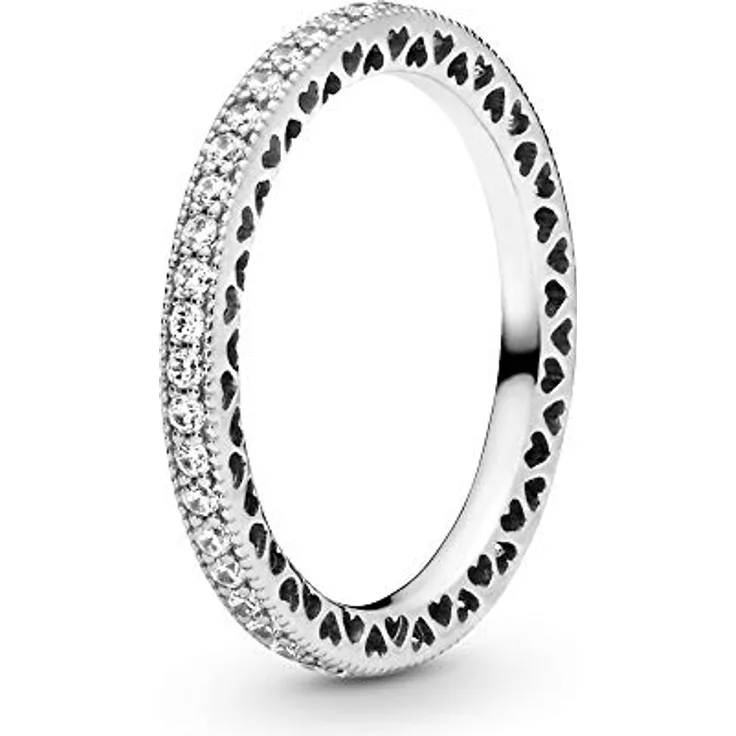 Pandora 190963CZ Damen-Ring Unendliche Herzen, poliertes 925/- Sterling Silber mit Zirkonia, Größe 58/18,5