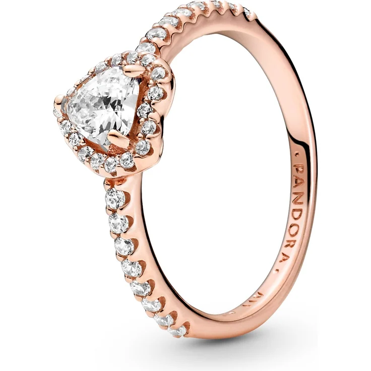 Pandora 188421C02 Damen-Ring Funkelndes Herz Weiß, roségold plattiert mit Zirkonia, Breite Ringkopf 8 mm, Größe 56/17,8