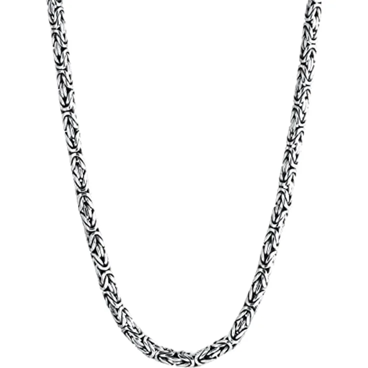 Kuzzoi massive 925 Sterling Silber Königskette Herren Halskette, Dicke 5mm, Länge 60 cm mit hochwertigem Karabinerverschluss, in Schmuckbox - 345053-060