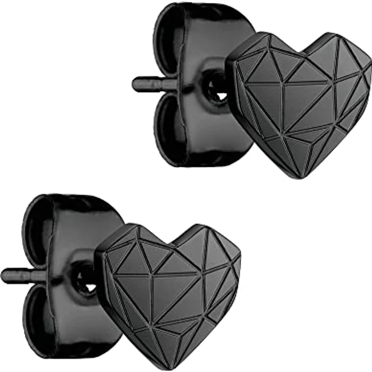 LIEBESKIND Ohrstecker Mini Broken Heart aus Edelstahl IP Black, 0,5 cm Herzform mit Steckverschluss – Bild 1