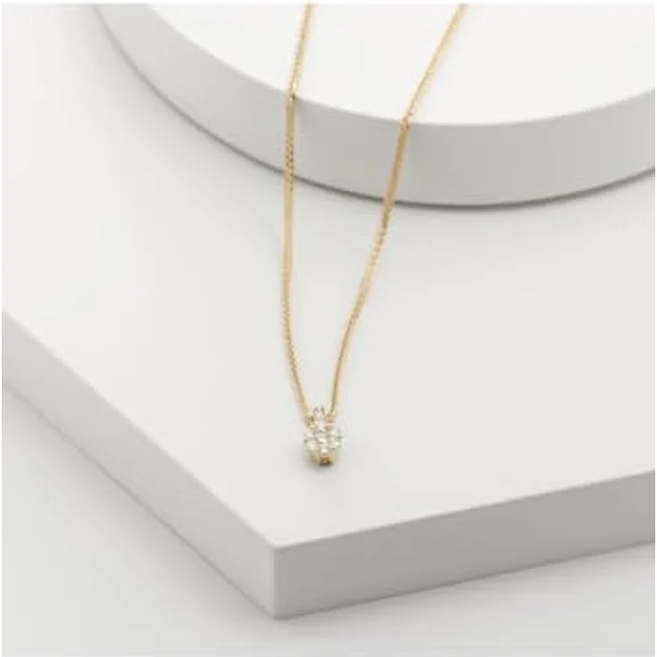 CHRIST Damen-Kette 1 Diamant, rhodiniert, 585er Weißgold mit Blüten-Anhänger im Brillantschliff – Bild 3
