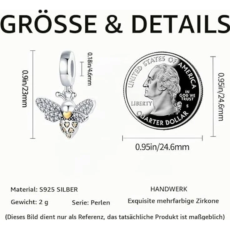 ChenYuTe 925 Sterling Silber Charms, Dangle Anhänger mit 5A-Zirkonia, kompatibel mit Pandora und europäischen Armbändern, Geschenkidee für Frauen – Bild 5
