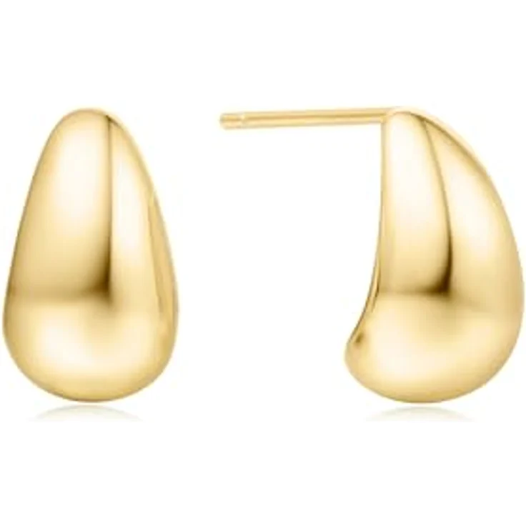 ANIA HAIE Vogue Maven Small Dome Hoop Creolen aus 925 Sterling Silber, 14k Gold vergoldet, Größe: 13,5 x 7,8 mm, inkl. Geschenkverpackung – Bild 1