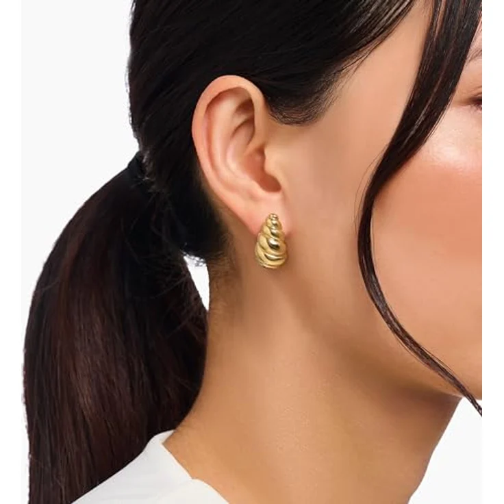 Thomas Sabo Paar Ohrstecker, organisches Design, gedreht, gelbgoldfarben vergoldet, Silber 925, 24 mm – Bild 2