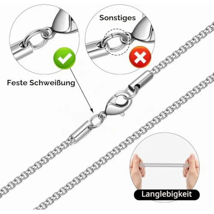 TINGN Kreuz-Halskette Herren, Edelstahl mit schwarzem Kreuz-Anhänger, hypoallergen, 16"-30" einstellbare Länge – Bild 5